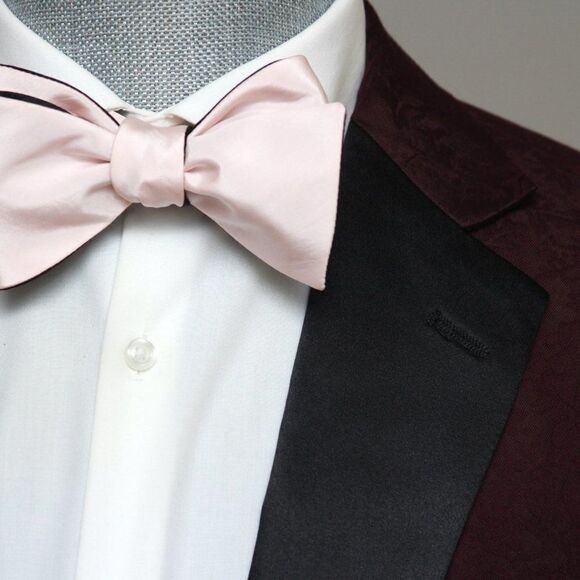 Men's bow tie Silk Pink Black Reversible Self - tied Bow tie Gift Box - Picture 4 of 13